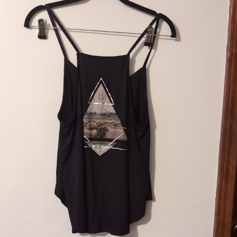 Lira Black Tank Top with Geometric Graphic